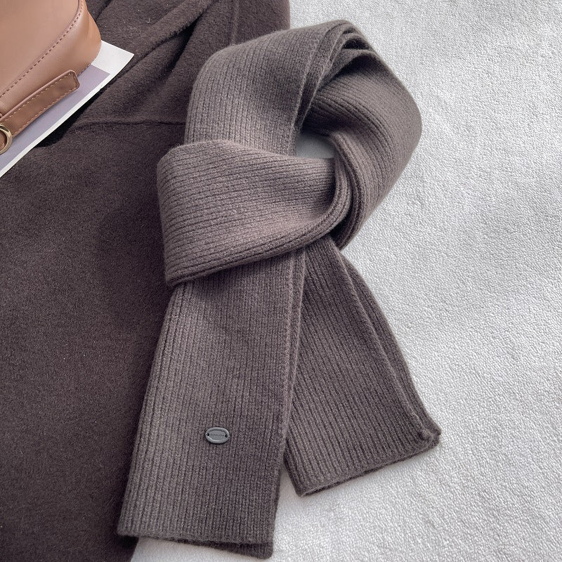Solid Color Wool Blend Warm Knit Scarf 6W6NSC69