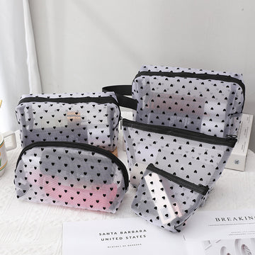 White Love Mesh Portable Make Up Bags DP25C619