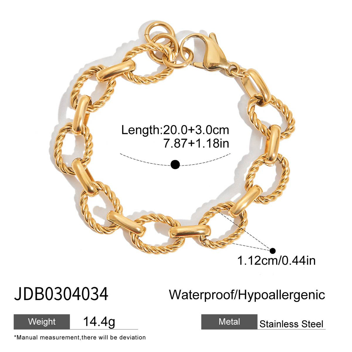 Chunky Pearl Gold Chain Bracelet - DippedShop Wholesale - #2643