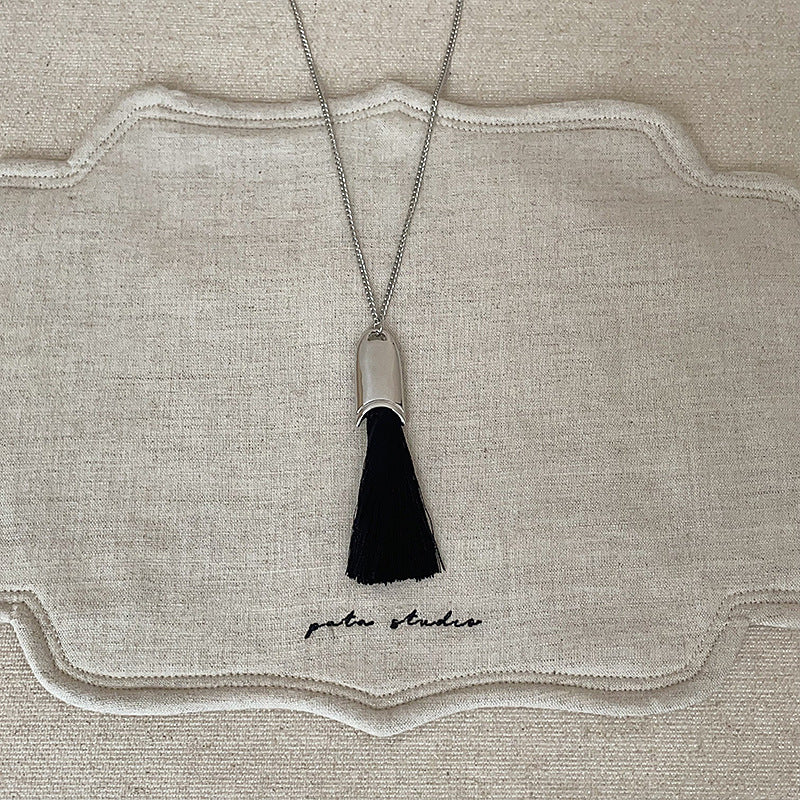 Minimalist Silver Plated Tassel Pendant Necklace 6W6JNC678