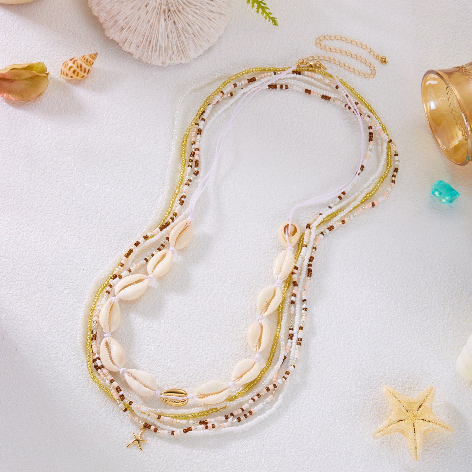Boho Multi-Color Layered Beaded Waist Chain 8ZA6JBC94T