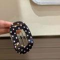 Fashion Heart Print Oval Flat Hair Clip 6W6HCP1669