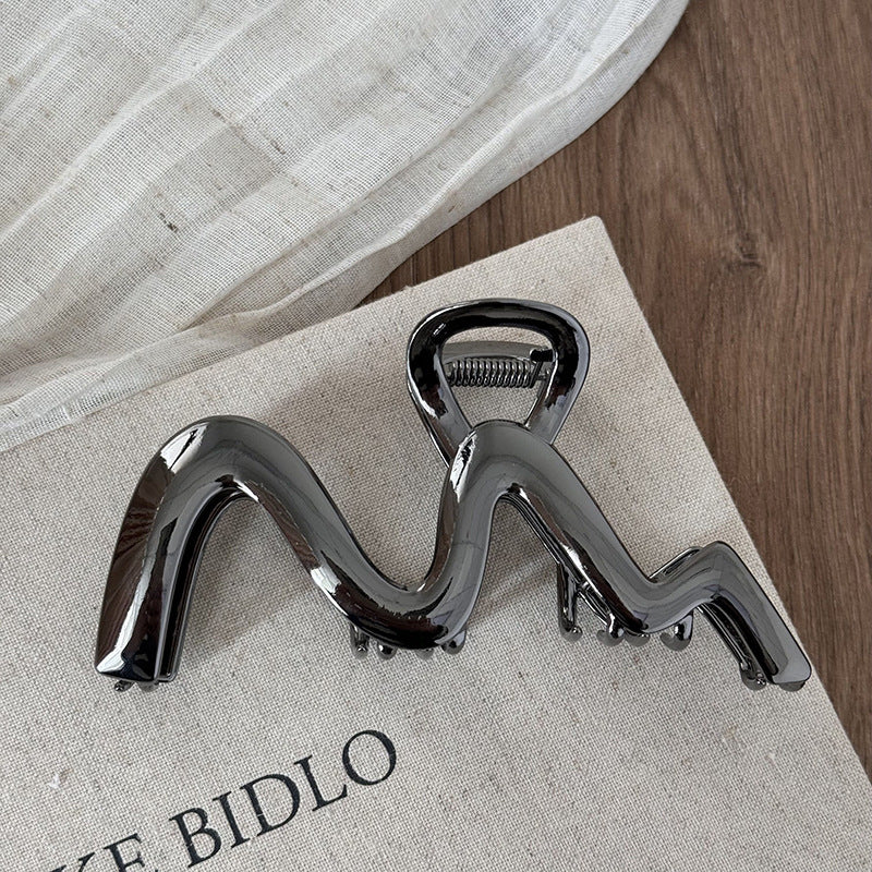 Simple Wave Metal Geometric Large Hair Claw MK2MBEP6W6HCP364
