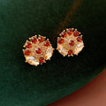 Vintage Rhinestones Floral Stud Earrings 6W6JNC893