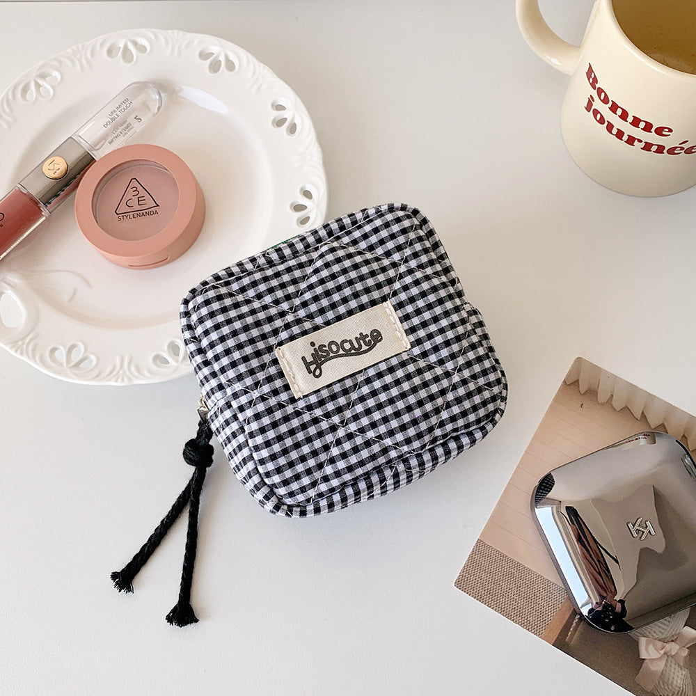 Color Block Plaid Large Capacity Makeup Bag MK2BW6S10BOB57