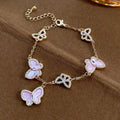 Vintage Butterfly Charm Cubic Zirconia Chain Bracelet 6W6JBR495