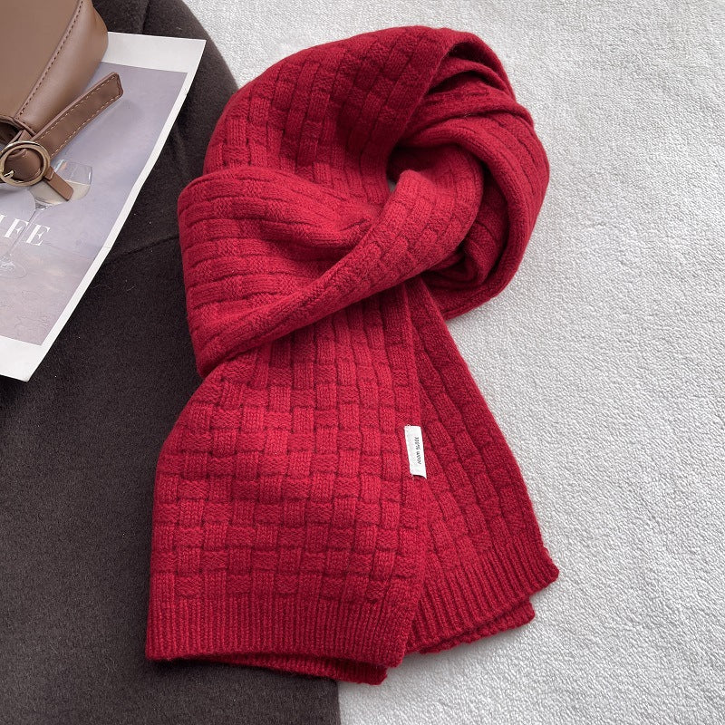 Classic Solid Color Plaid Knit Warm Scarf 6W6NSC79