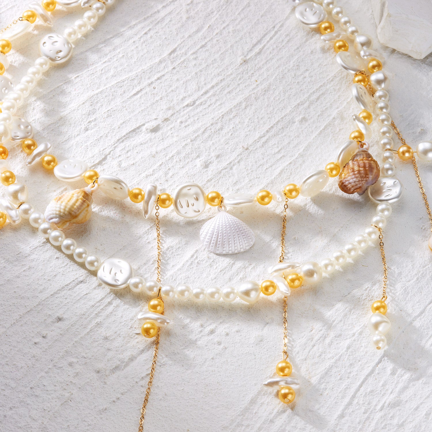 Stylish Double Layered Shell Beaded Waist Chain 8ZA6JBC92T