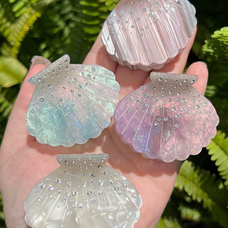 Iridescent Rhinestone Shell Acetate Hair Clip 6W6HCP1270