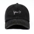 Vintage Washed Letter Heart Embroidery Baseball Cap MK2BW6W6HAT89