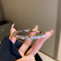 Elegant Gold Plated Rhinestones Hollow Open Bracelet 6W6JBR693