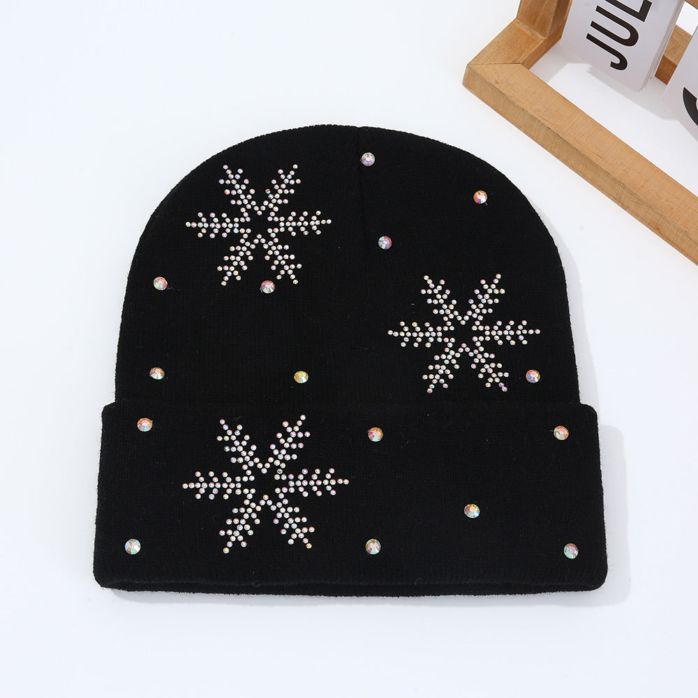 Rhinestone Snowflake Knit Beanie - DippedShop Wholesale - #1459