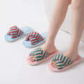 Soft Striped Plush Slippers - DippedShop Wholesale - #5123