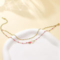 Cute Enamel Gold Plated Heart Charm Beaded Bracelet 6W6JBR381
