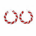 Rhinestone Twisted Color Block Christmas Hoop Earrings 6W6JER685