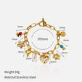 Stylish Gold Plated Heart Floral Pendant Bracelets 6W6JNC636