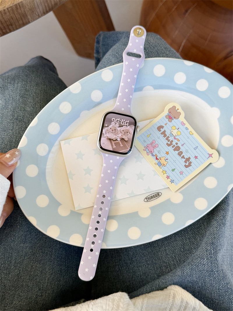 Polka Dots Stars Silicone Watch Band 6W6JWA143