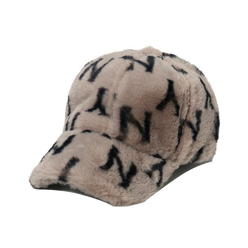 Vintage Leopard Print Faux Fur Baseball Cap 6W6HAT820