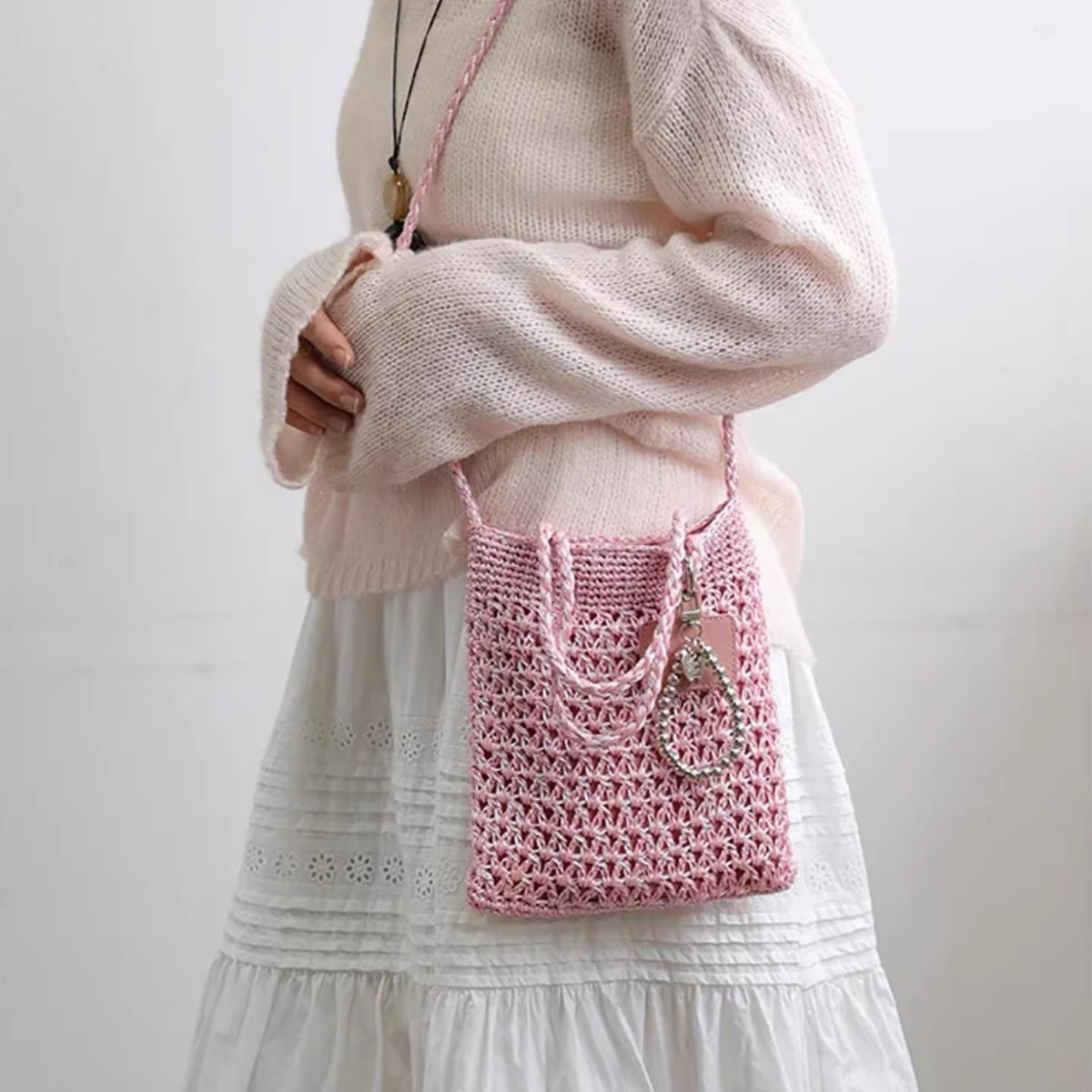 Hand Crochet Crossbody Bag - DippedShop Wholesale - #4963