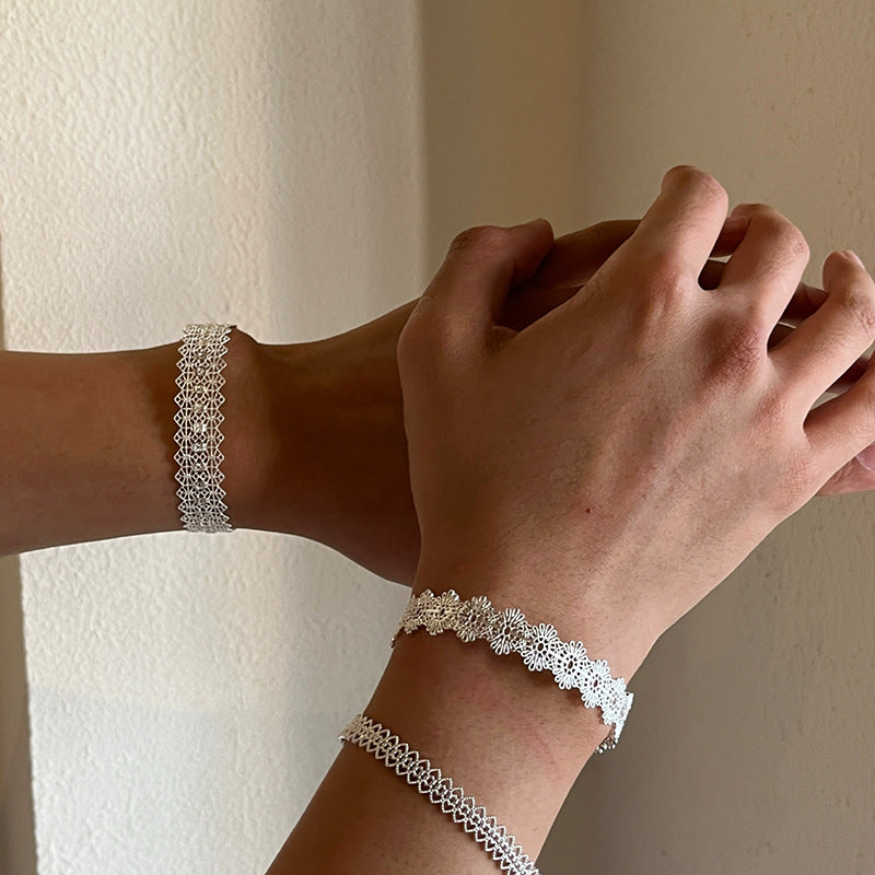 Simple Hollow Out Lace Open Cuff Bracelet DP25D870