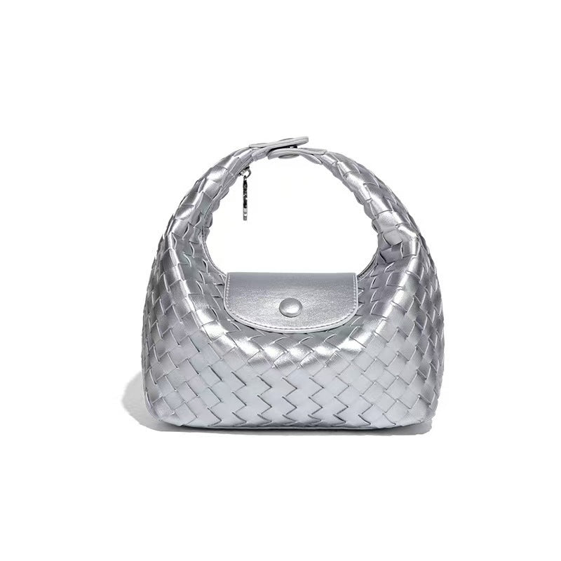 Casual Solid Color Woven Dumpling Handbag 6W10BBG1391
