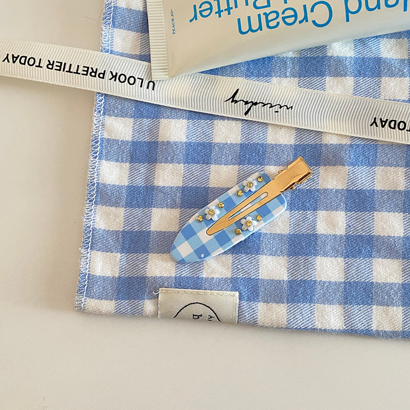 Blue Plaid Hair Clip - DippedShop Wholesale - #2163