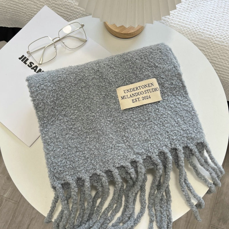 Warm Solid Color Tassel Wool Scarf 6W6NSW259