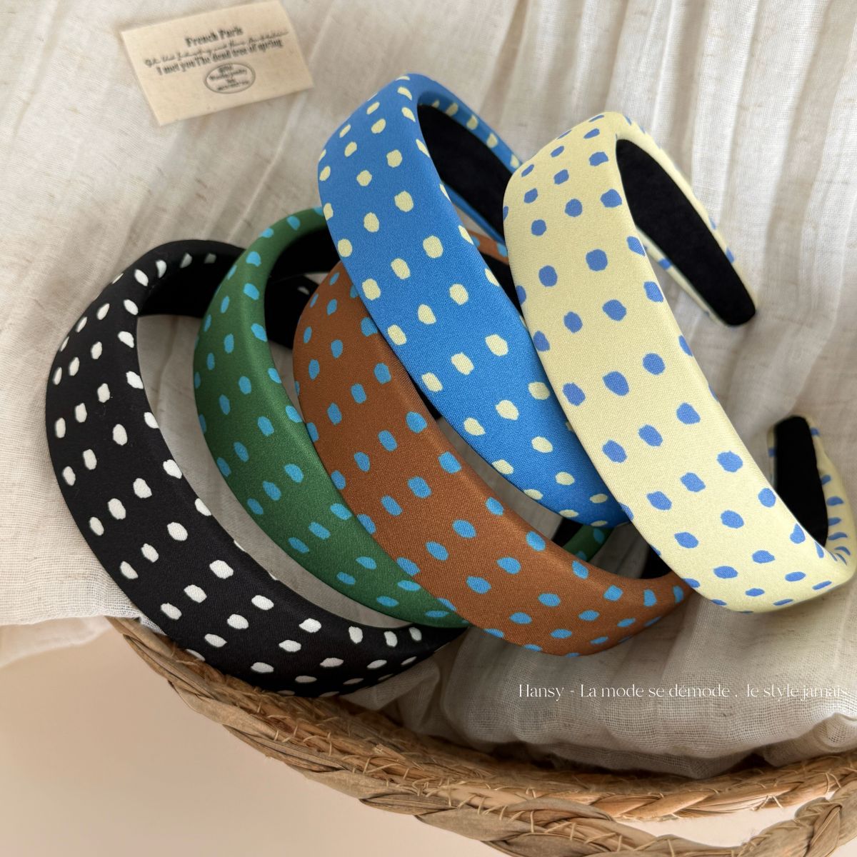 Retro Polka Dots Print Wide Headband MK2PIM6W6HBD74