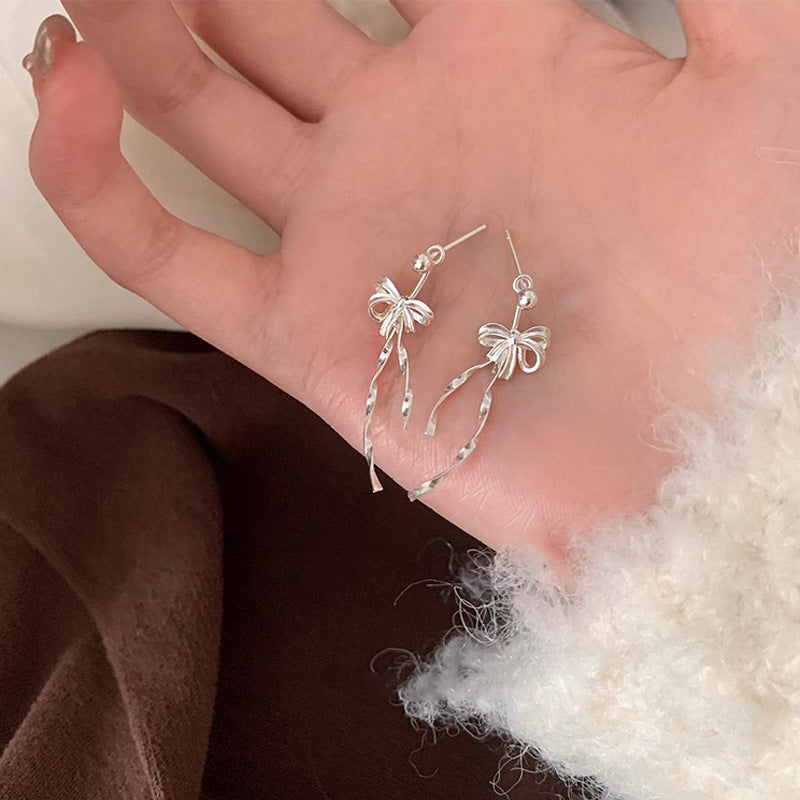 Bowknot Tassel Stud Earrings - DippedShop Wholesale - #4291
