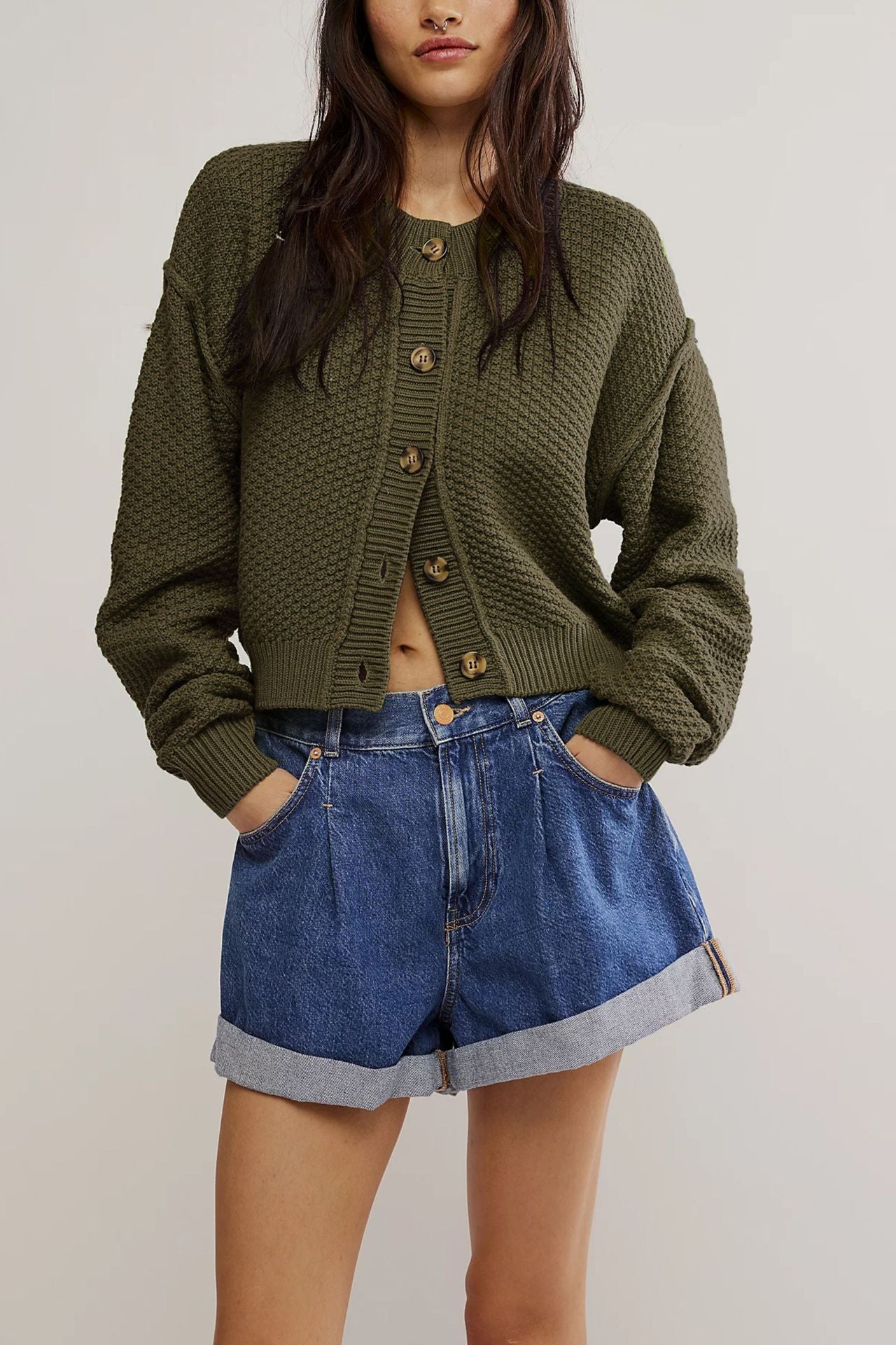 Loose Button Knit Cardigan - DippedShop Wholesale - #9091