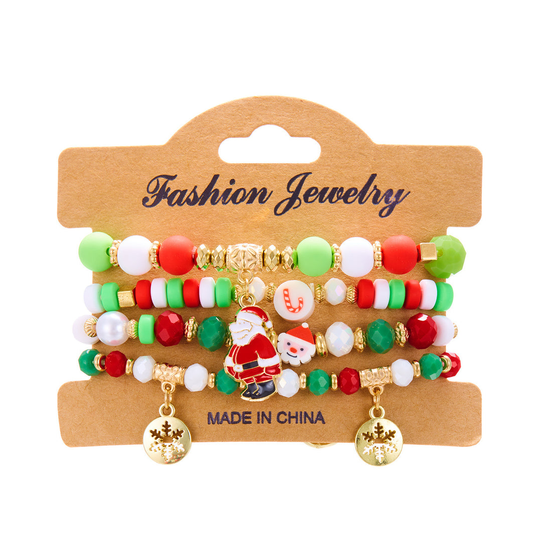 Colorful Acrylic Christmas Stretch Beaded Bracelet Set DPJB2005