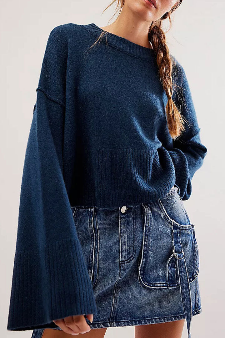Solid Flared Sleeve Sweater - DippedShop Wholesale - #5187