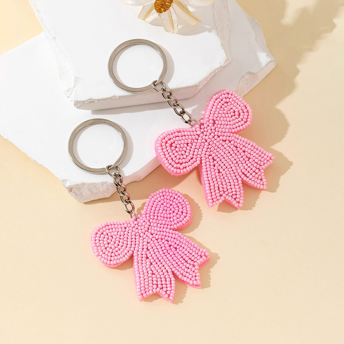 Minimalist Solid Color Beads Bowknot Bag Charm 6W10BBC752