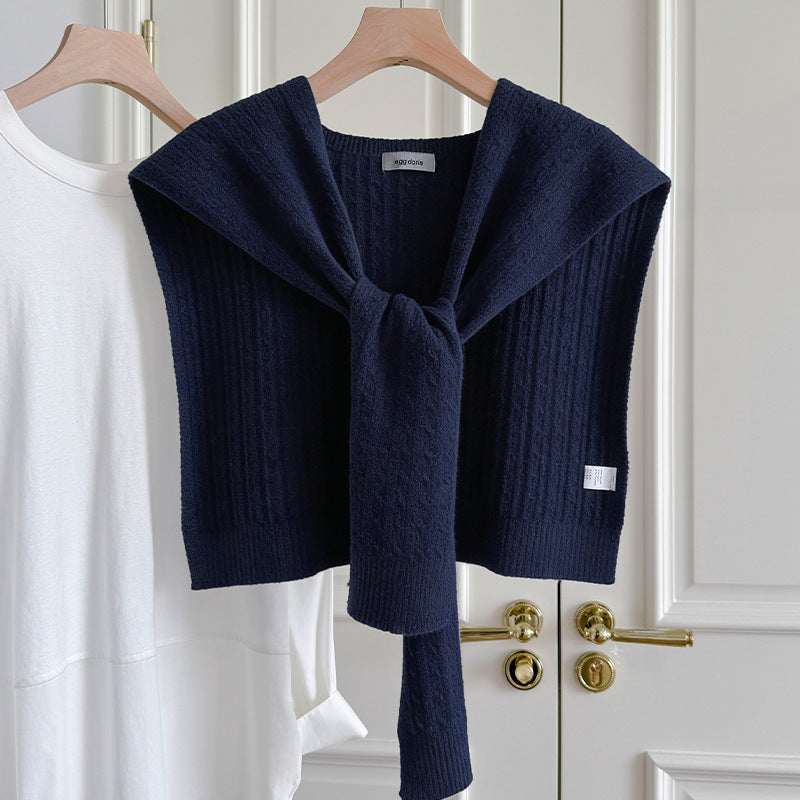 Trendy Cable Knit Solid Color Sweater Shawl 6W6NSC54