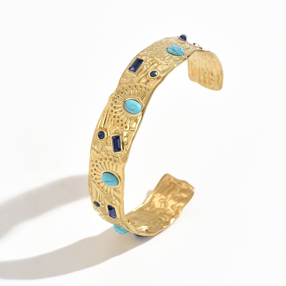 Trendy Gold Plated C-Shaped Open Bracelet 6W6JBR589