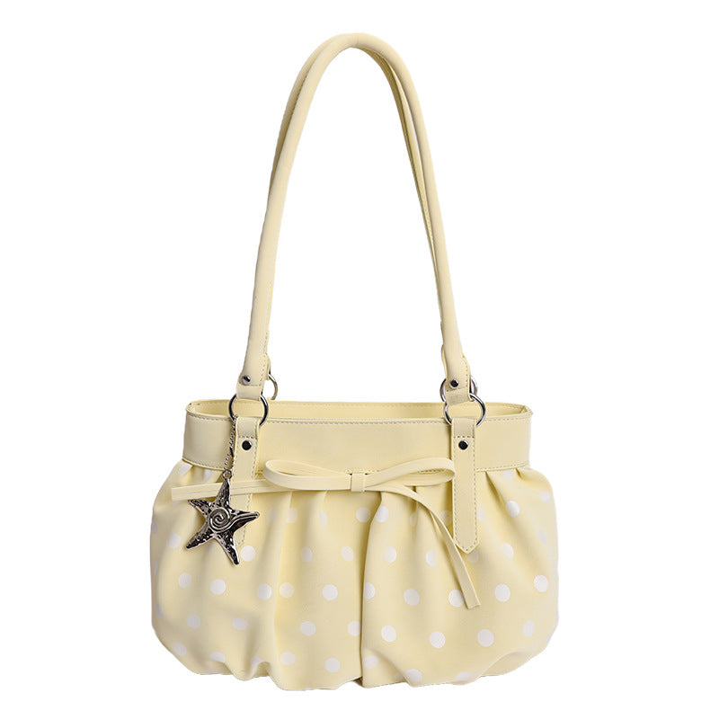 Fresh Polka Dots Bowknot Ruffled Underarm Bag 6W10BBG1381