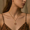 Elegant Gold Plated Rhinestones Disc Pendant Necklace 6W6JNC631