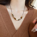 Vintage Irregular Tiger Eyes Stones Necklace 6W6JNC909