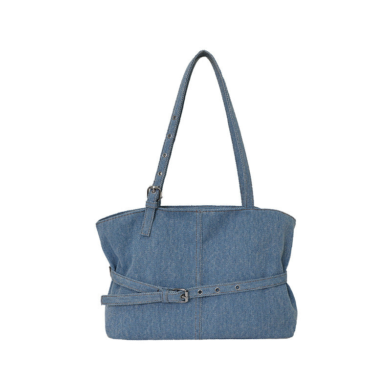 Solid Color Denim Adjustable Strap Shoulder Bag 6W10BBG1357