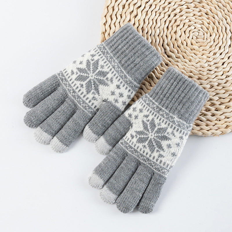 Flower Jacquard Knit Gloves - DippedShop Wholesale - #5715
