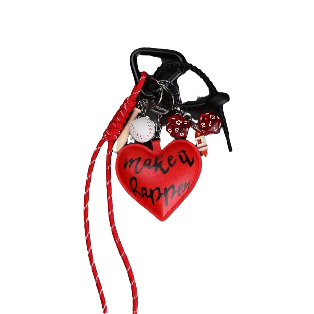 Vintage Heart Rope Braided Keychain Bag Charm DP25E484