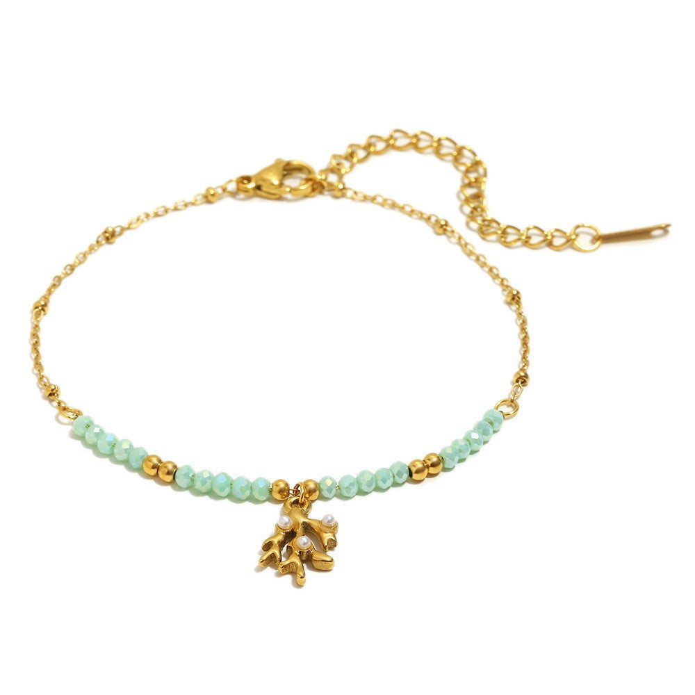 Fresh Starfish Shell Pendnat Beaded Chain Bracelets 6W6JBR496
