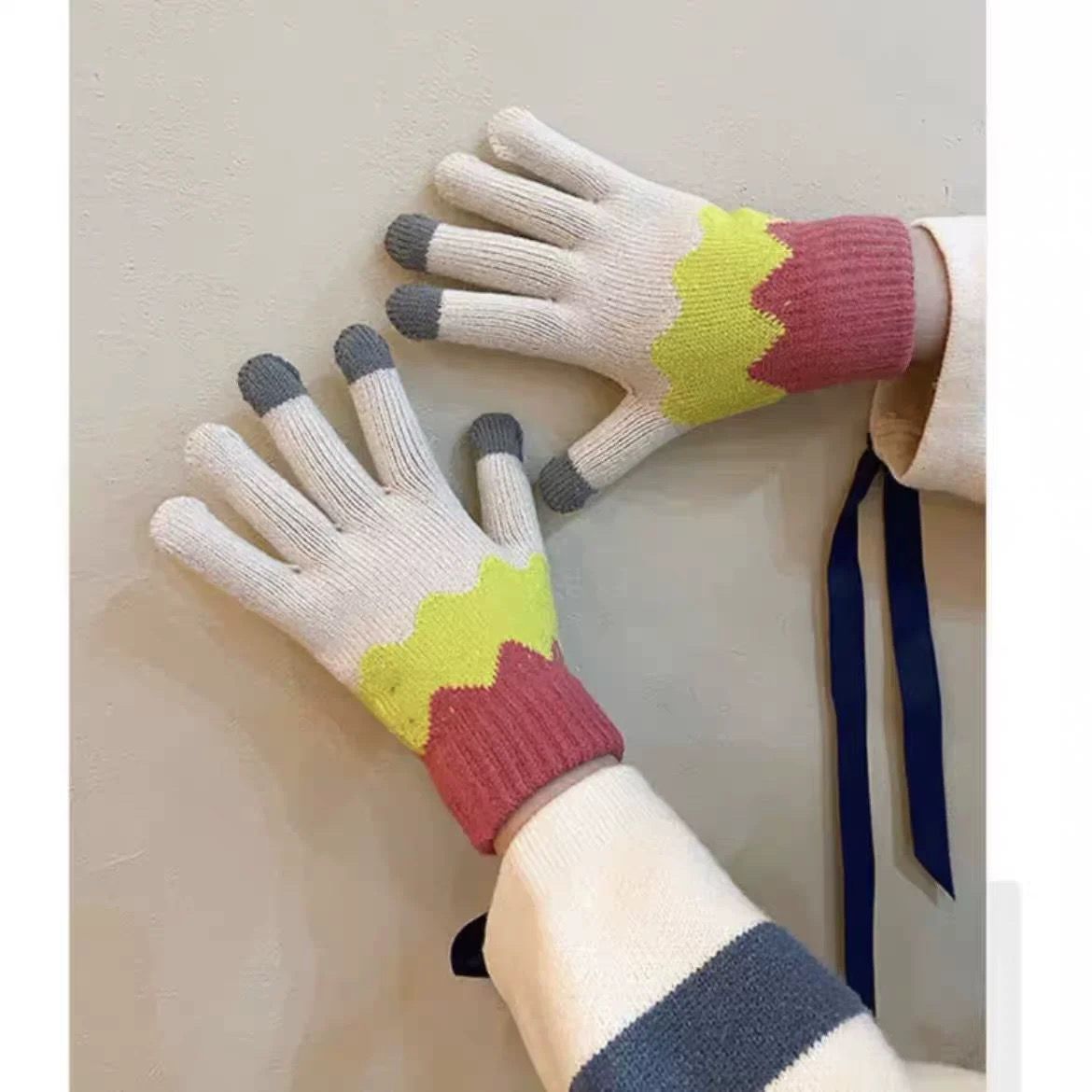 Elegant Solid Color Thicken Warm Knit Gloves 6W6GLO50