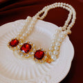 Stylish Rhinestones Brid Pendant Pearl Chain Necklace 6W6JNC934