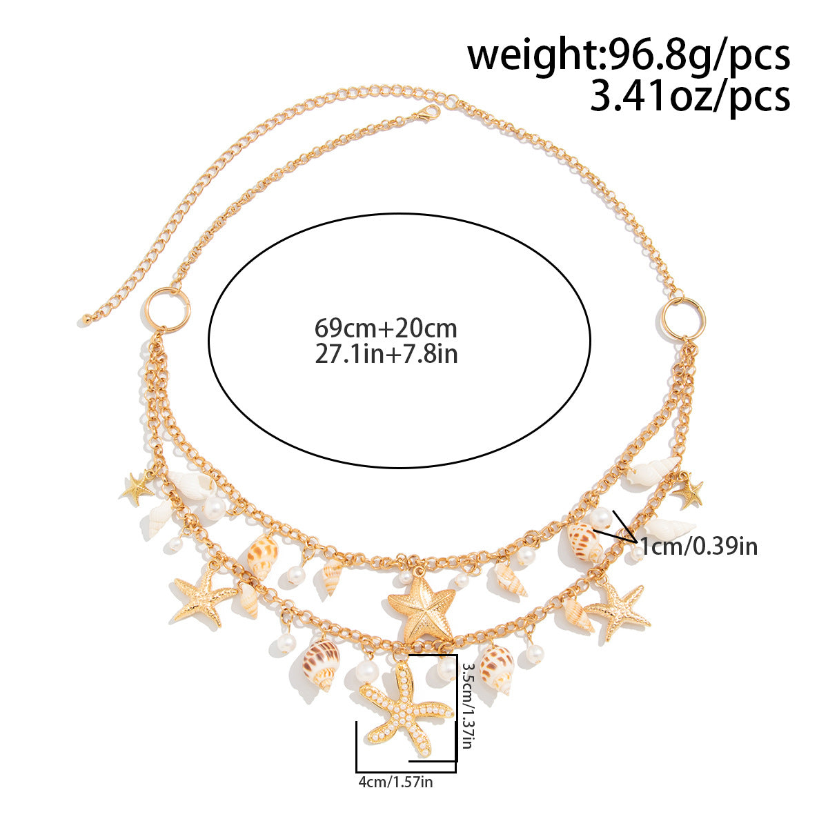 Sexy Beach Starfish Shell Layered Waist Chain 8ZA6JBC72L