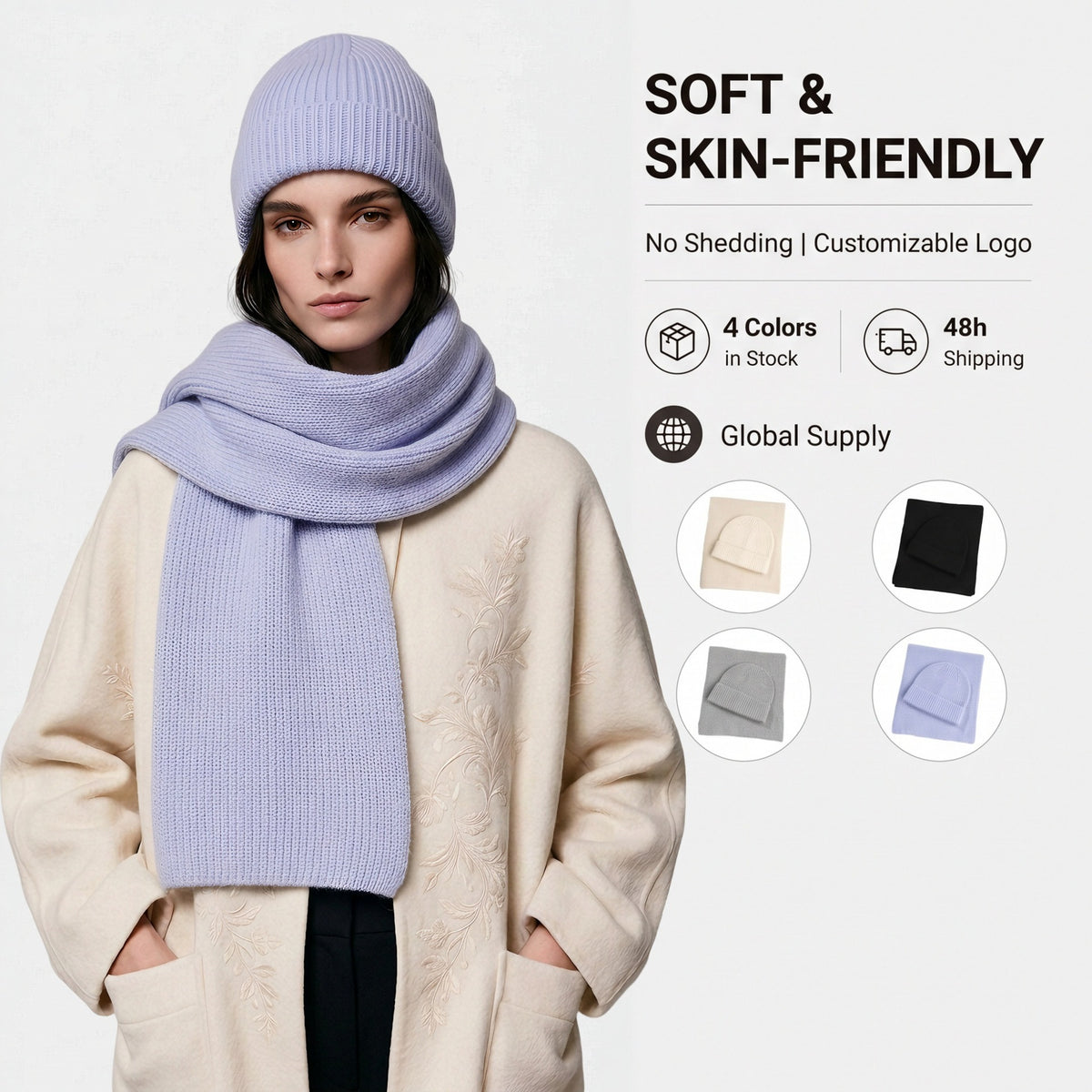 Ribbed Knit Scarf - DippedShop Wholesale - #2691