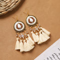 Retro Feather Tassel Earrings - DippedShop Wholesale - #3347