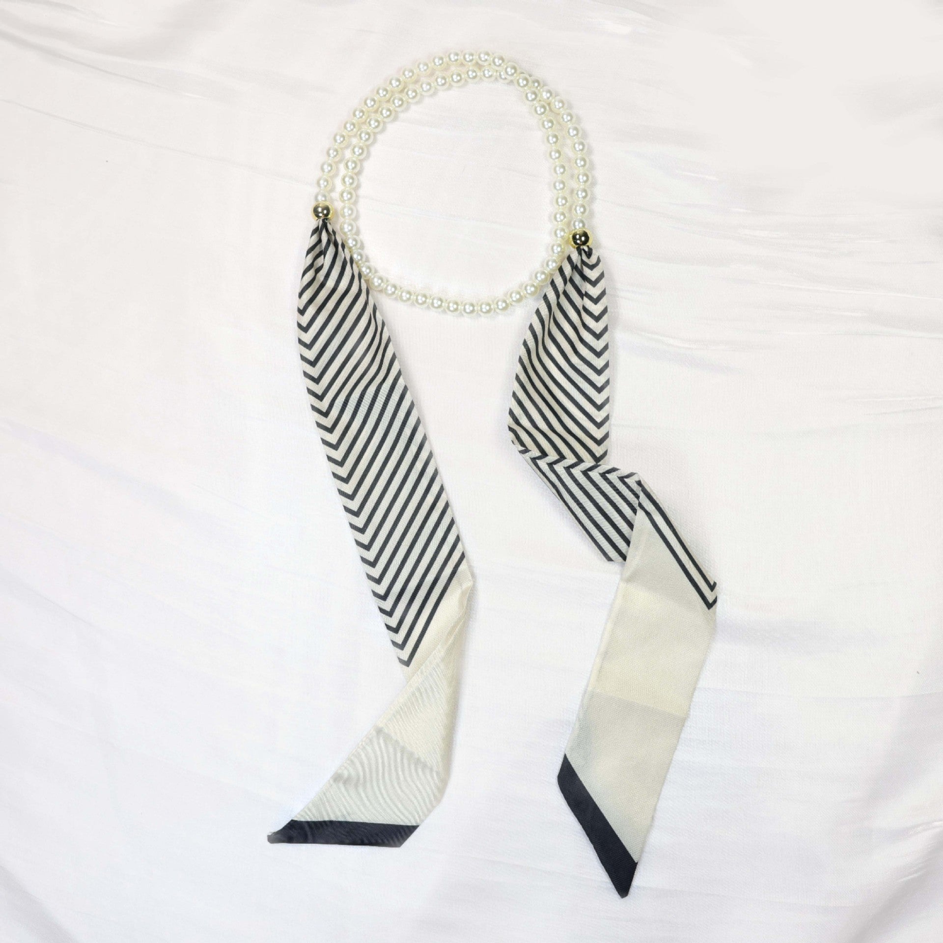 Elegant Floral Print Pearl Scarf Skinny Heanband MK2BW6W6HBD121