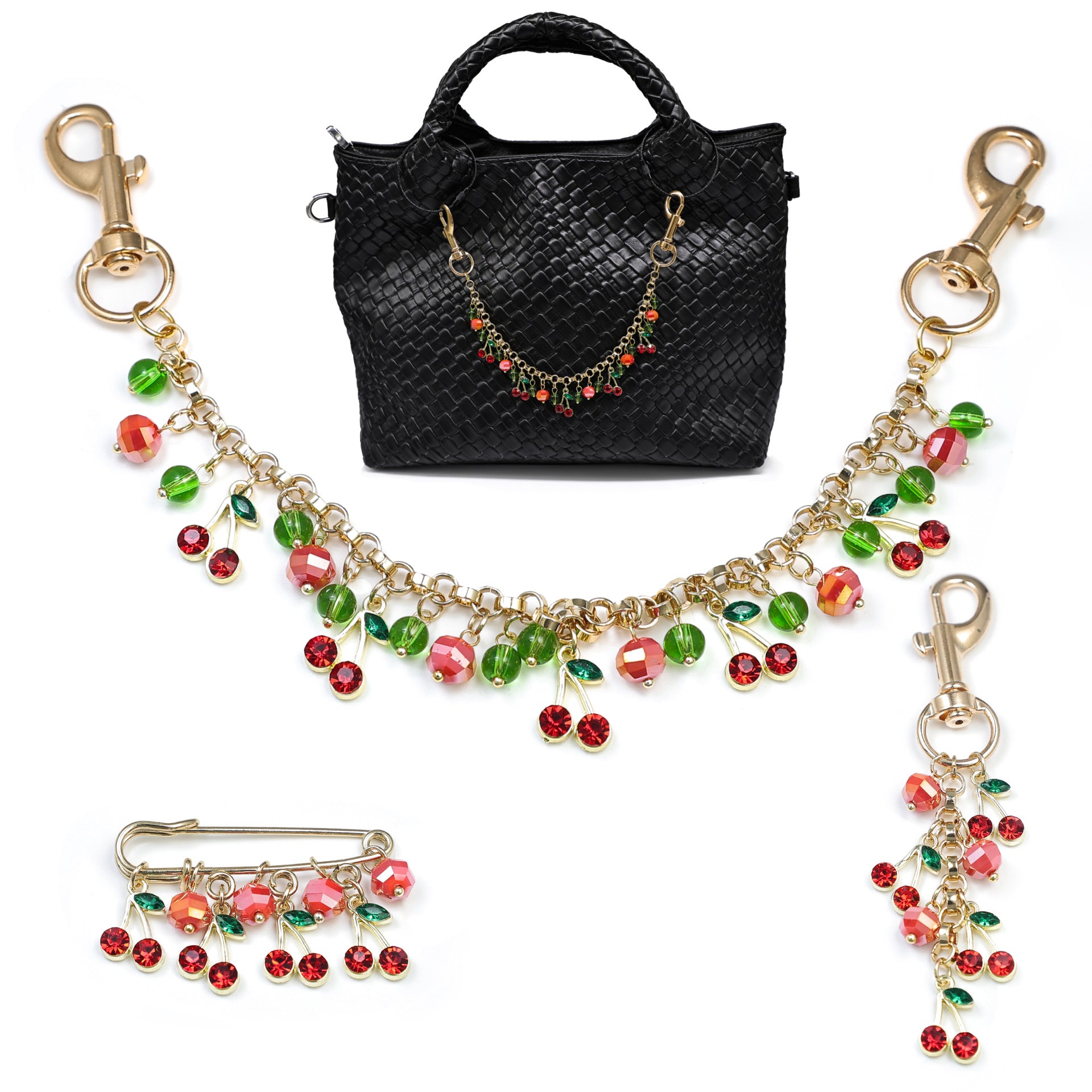 Crystal Cherry Bag Charm - DippedShop Wholesale - #5731