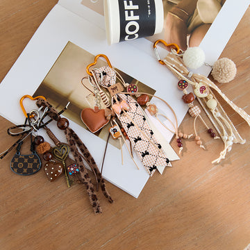 Cute Brown Bow Braided Keychain Bag Charm DP25C766